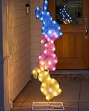 VIHOSE Easter Bunny Lights Outdoor Decoration 41 Inch H Pre-lit Lighted Heart Decor with 50 Warm White Lights Easter Rabbit Decoration for Indoor Outdoor Porch Garden Lawn Front Yard