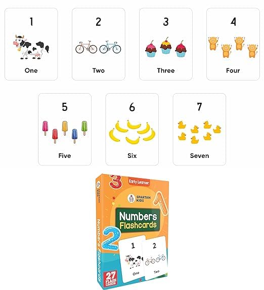 Image of Spartan Kids Flash Cards for New Born Baby, Flash Cards for 1 Year Old Baby and 3+ Year Old Set of 25 Combo Set