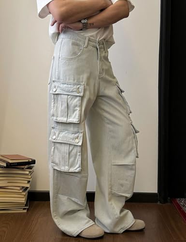 Men Baggy Pants Y2k Straight Leg Cargo Jeans Low Rise Denim Pants Goth Cargo Pants Grunge Streetwear3