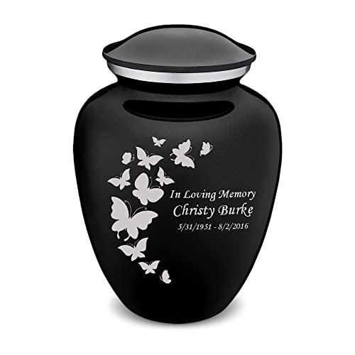 Image of Geturns Embrace Adult Custom Butterfly Cremation Urns for Human Ashes I Black Large Funeral Urn for Female and Male I 200 lbs