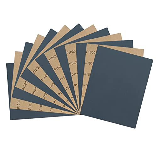 LYFJXX 9 x 11 Inch 15pcs Wet Dry Sandpaper, 1000 Grit Waterproof Abrasive Sand Paper, Silicon Carbide Sandpaper Sheets for Metal Wood, Auto Polishing