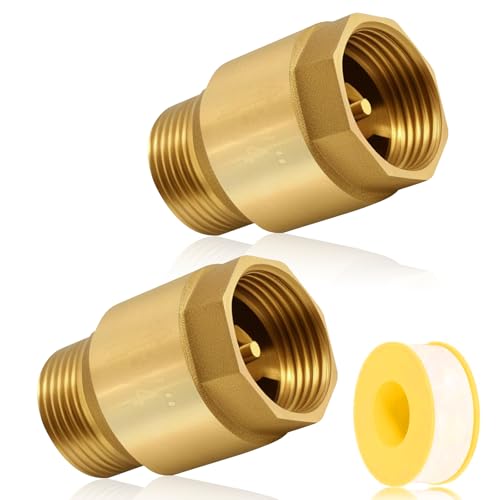 2 Stück Rückschlagventil 3/4 Zoll Messing, DN20 AG zu IG Rückflussverhinderer mit Außen-/Innengewinde, 3/4'' Rücklaufventil,Inklusive Teflonband für Wasserleitung, Warmwasserbereiter, Pumpe​