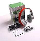 New Over-ear-- HiFi Stereo---With Mic-phone-- Bluetooth Headphones Headset with Retail Package--Red color--Best gift