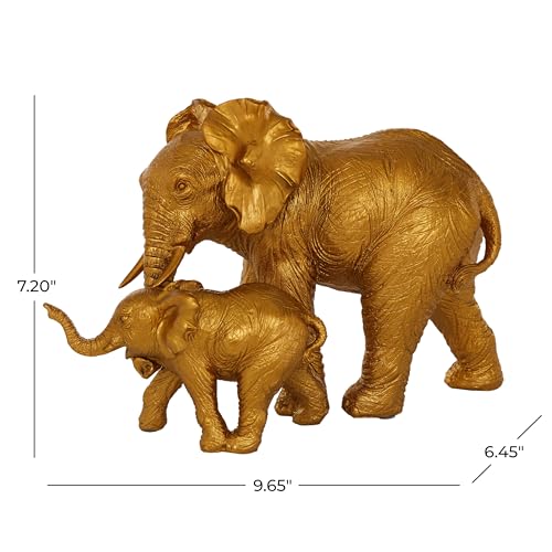 Estatua Decorativa Elefante Polystone Dorado 6 x 10 x 7 pulg miniatura 6
