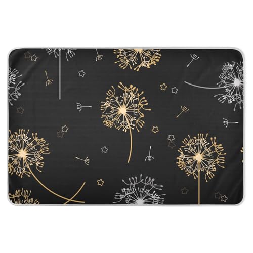Dandelion on A Black Background Washable Bed Pads 34