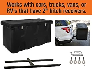 Buyers Products 1707020 Poly Hitch Mounted Cargo Carrier, 23x51x26, Includes Polyethylene Chest, Steel Frame, 5/8in. Hitch Pin, Waterproof Truck Bed Storage & Tool Box, Fits 2 in Receiver, Made in USA