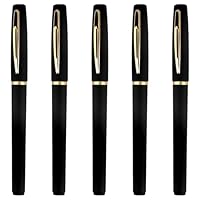 5Pcs Black Ballpoint Pens 1.0mm Rollerball Tip Smooth Writing Biro Pens Fade and Water Resistant Gel Pens Quick Drying Ball Point Pen for School Office Business Student Teacher Doctor Boss