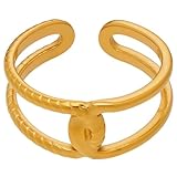 keigtuxh Colección de anillos geométricos calados para mujer, diseño minimalista hueco estilo INS, bandas apilables de acero inoxidable para capas diarias de dedo índice, banda abierta, múltiples