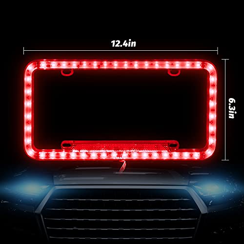 Eing U22-LEDCPK2-RED License Plate Frame Auto 12 V 54 Led Color Light Acrylic License Plate Cover,2 - Pack, Red Light thumb #3