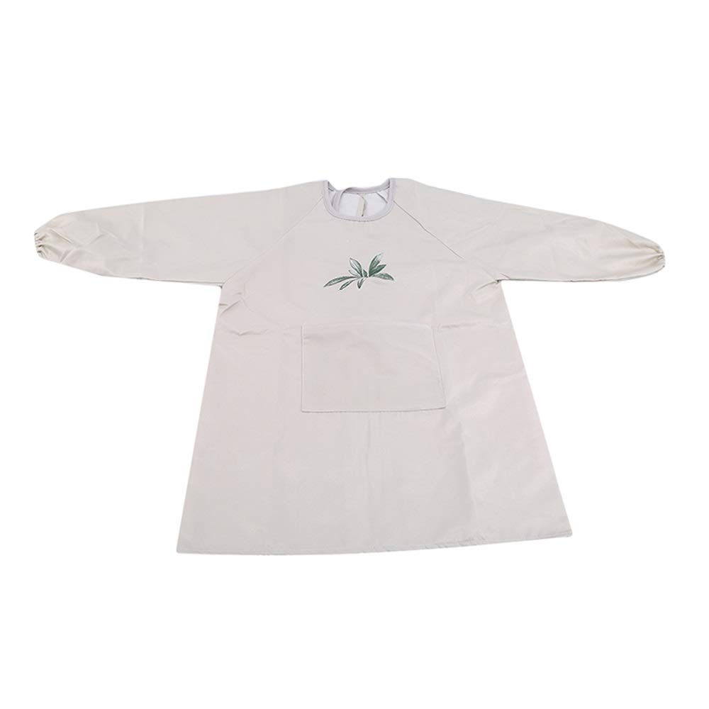 Grembiule alla moda semplice con fiori, per casa, genitori, manica impermeabile, traspirante, grembiule da lavoro per adulti (bianco)