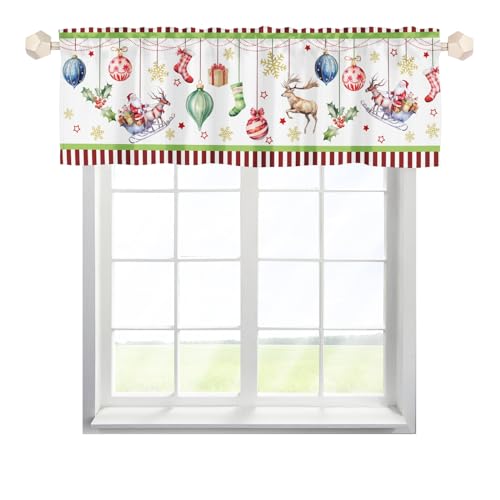 Curtains Valance, Curtain Valance Window,Blackout Curtain Valances,Rod Pocket Valance Short Window Curtains,Christmas Holiday Window Curtains for Kitchen Bath Bedroom Living Room
