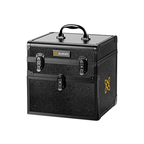 BLUESKY Professional Nail Case - Metal, Nail Polish Organiser, Nail Varnish Storage, Carry Case with Handle, Black