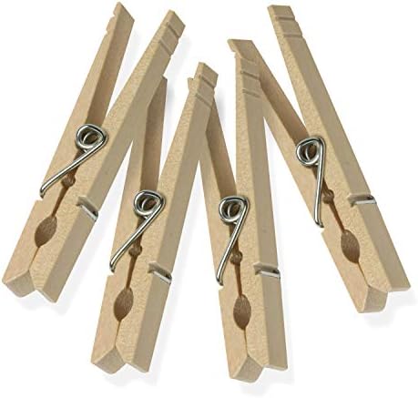 Honey-Can-Do DRY-01375 Wood Clothespins with Spring, 3.3-inches Length,Brown, 2 lbs, 50-Pack