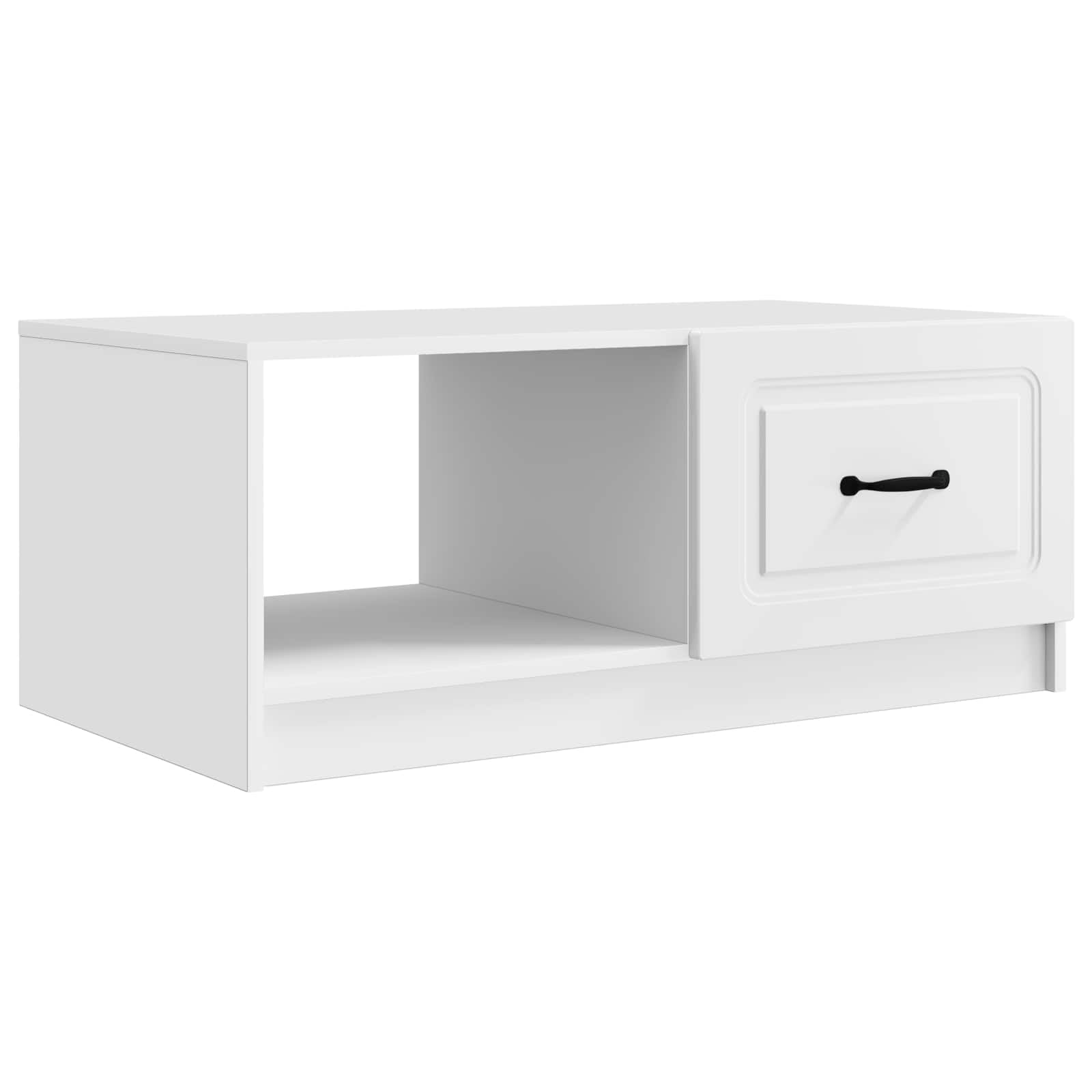 Table de salon moderne blanche en bois pour un canapé chaleureux et ordonné