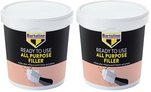Image of Bartoline Ready Mixed All Purpose Filler 1kg – Quick-Drying Interior & Exterior Wall Repair Compound for Plaster, Wood, Brick, Stone – Smooth White Finish, Easy to Sand & Paint (Pack of 2)