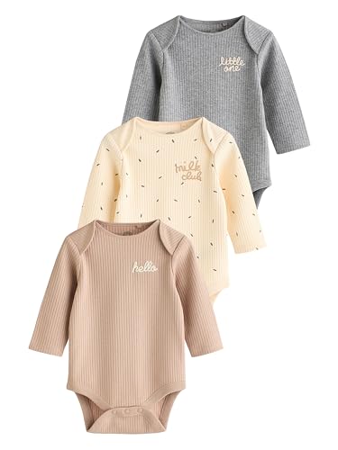 NEXT Baby Bodysuits aus 100% Baumwolle, 3er-Pack Neutral Milk Club 86-92