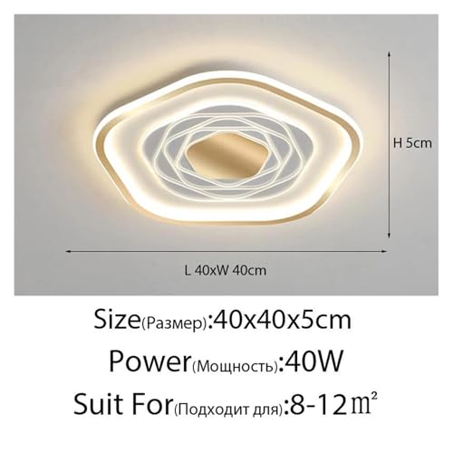 Plafonnier LED pentagonal or 40cm blanc chaud pour salon - 2