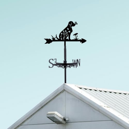 SUPERDANT Dog Weathervane Dog Flower Butterfly Weather Vane For Yard Animals Metal Wind Vanes Roof Mount for Outside Garden Black Weathervanes Farmhouse Farm Barn Sheds Patio Outdoor Decorations Gifts by SUPERDANT - Image 4