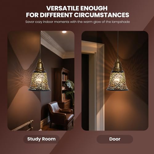 Image of Ceiling Fan Light Covers, ALUCSET Cracks Metal Pendant Light Shade, Light Fixture Cover Metal Lamp Shade Replacement with 1-5 /8-Inch Opening Fitter for Wall Lamp Samlee Table Lamp Shade