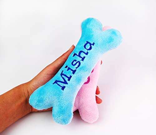 Generisch Personalisiertes Hundespielzeug Knochen mit Name – Welpengeschenk aus weichem Minky Plüsch – Hundeknochen mit Stickerei – Geschenk für Neue Hunde – Handmade
