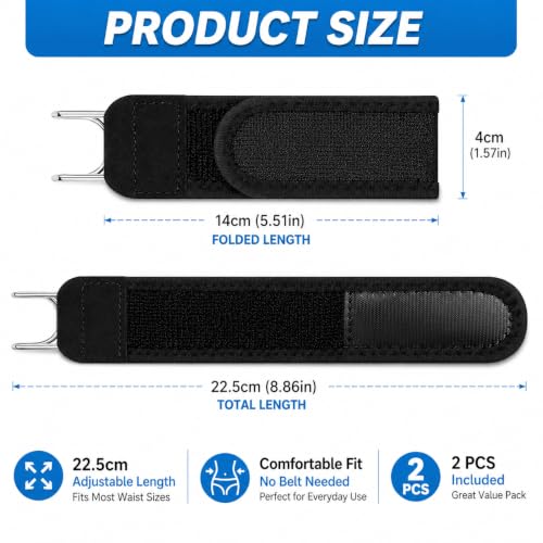 Image of Buckleless Belt for Men & Women, Elastic Stretch Waist Belt with Metal Hook, Invisible No Buckle for Jeans, Trousers & Uniforms, Adjustable Everyday Comfort, 1 Pair
