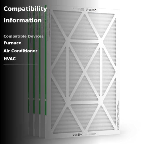 TRIGHTFILTERS 20x30x1 Air Filter 4 Pack, MERV 8 Pleated Dust Defense Air Filters Replacement Air Conditioner HVAC AC Furnace Filter, Durable and Lightweight