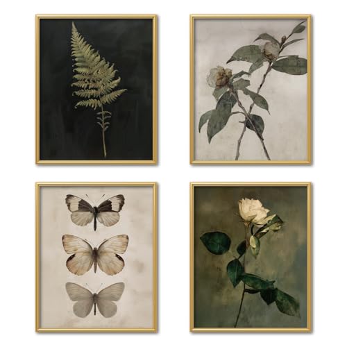 OCFMUHFP Vintage Botanical Wall Art Decor Prints Set of 4, Dark Academia Cottagecore...