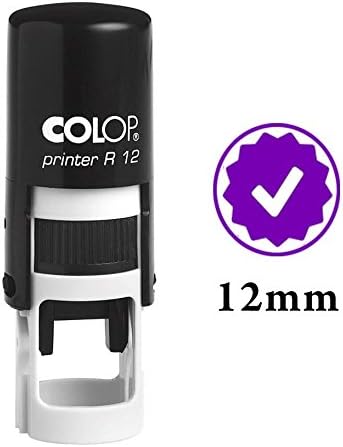 Right Mark Self Inking Mini Rubber Stamp Colop Round Decorative Teachers Stamps 12mm, Violet Ink