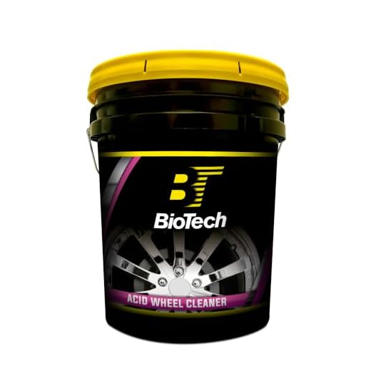 BioTech Acid Wheel Cleaner, Chrome Cleaner, Metal Cleaner, Stain Remover, Industrial Strength Acid, Highly Concentrated, Heavy on Dirt, Grease, & Grime (5 Gallon Pail)