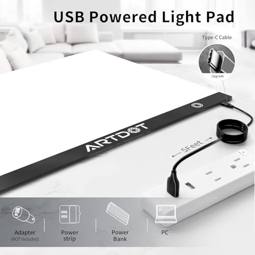 ARTDOT Diamond Painting Adultos, Mesa de Luz Dibujo A3 Tableta de Luz, Dibujo De Luz Super Delgado y Brillo Light Board Ajustable con Cable USB, Pintura Diamante Accesorios para Dibujar - imagen 4