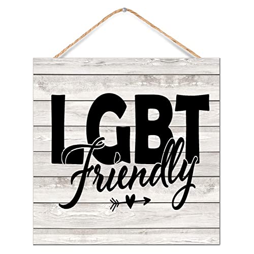 LGBT-freundliches Holzschild, Heimdekoration, Used-Look, LGBT Pride Love Spruch, Paarschilder, Retro-Holzschild für Tisch, Innenbereich, Veranda, 30,5 x 30,5 cm