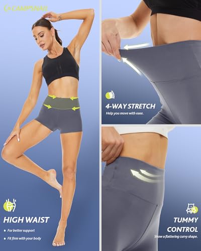 CAMPSNAIL Workout Biker Shorts Women - 3"/5"/8" High Waisted Tummy Control Spandex Booty Volleyball Shorts for Yoga Dance