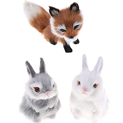Gudves Mini Realistic Cute Plush Rabbits Fur Lifelike Animal Easter Bunny Simulation Toy Model Gift Miniatures Decorations (Rabbit Plush Toys) #TOP1
