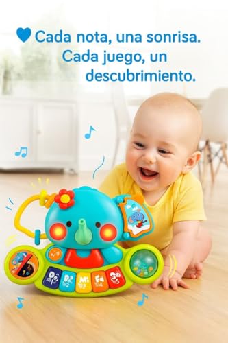 Miniatura 6 de Hola - Piano Infantil De Juguete - Con Luces Y Sonidos Reales De Instrumentos Musicales - Juego Elefante Musical Con Teclado Y 7 Actividades - Juguete Sensorial Y Educativo - Regalo Bebe 6 Meses