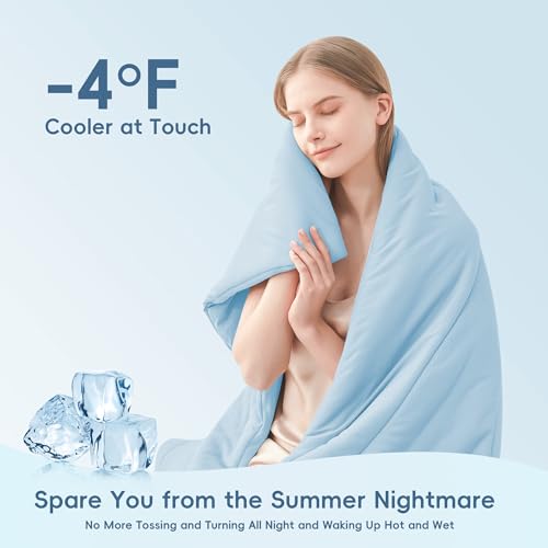 MASVIS Cooling Comforter King Size - Blue Lightweight Summer Cooling Blanket for Hot Sleepers Night Sweats, Double-Sided Cool Touch Soft Breathable Comforters, Q-Max 0.4 Cold Tech Ice Blanket 108"x90"