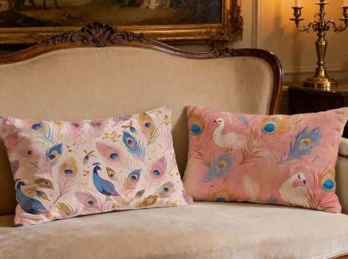Coussin plume sublimé par cette taie d'oreiller 40x80cm rose pour salon cocooning - 3