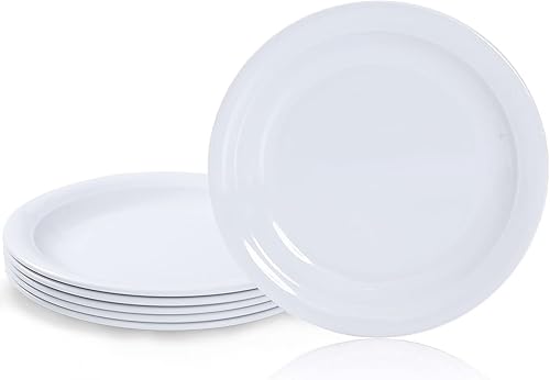 Miniatura 9 de Gofunfun Juego de 6 platos de melamina de 9 pulgadas, platos llanos de melamina, vajilla para ensalada, cámper, RV para uso en interiores y