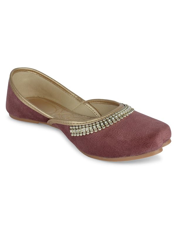 Dusty Rose Chain Velvet Mojari for Women-image-16