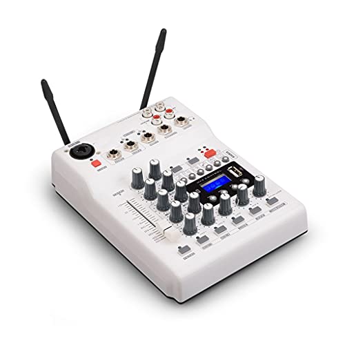 Ficha técnica ABBNIA Consola mezcladora de DJ portátil con tarjeta de sonido y micrófono UHF de 2 canales para PC en casa, estudio, grabación en red y en vivo - Fernando Cortés