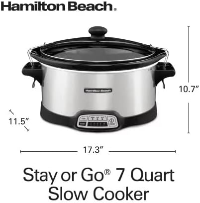 Programmable Stay or Go Slow Cooker, 7 Quarts, Silver, 33576N