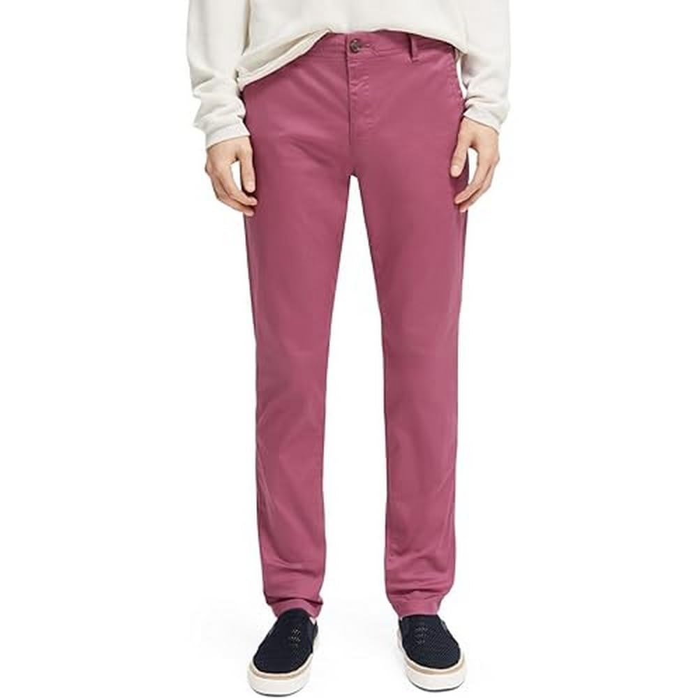 Scotch & Soda Herren Essentials - Mott Super Slim-fit Organic Cotton Chino Pants, Dahlia 0506, 31W / 34L EU