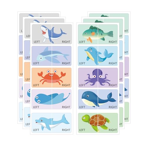 Remarquable lot de 30 étiquettes de chaussures pour enfants avec semelle droite et gauche - Autocollants idéaux pour fêtes enfants