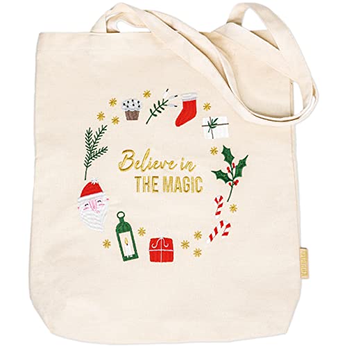 Papierdrachen Weihnachten Jutebeutel - Canvas Tasche Merry Christmas - mit weihnachtlichem Motiv und hochwertiger Bestickung - Set 2 Cover