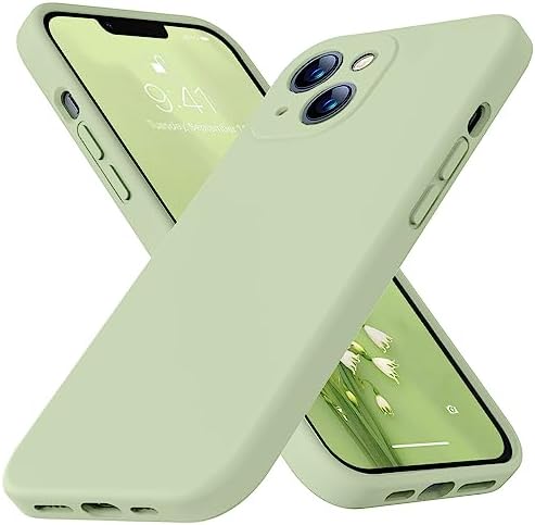 Ktele Compatible with iPhone 13 Case 6.1 inch Premium Liquid Silicone [Soft Microfiber Lining Anti-Scratch] Gel Rubber Full-Body Bumper Protection Camera Protect Case-Matcha