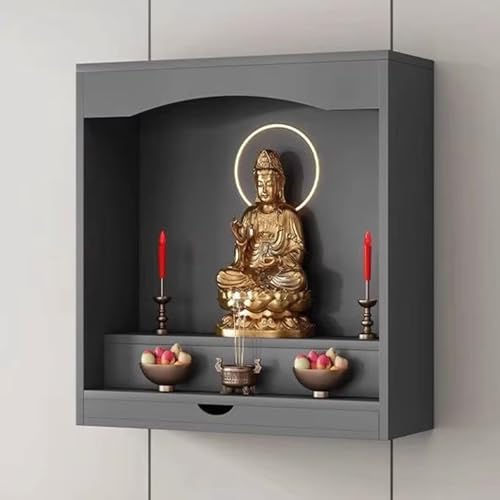 Armario budista para altar, estante pequeño de pared para ofrendas de incienso, mesa de meditación para el hogar y la oficina, soporte de estatua de Buda