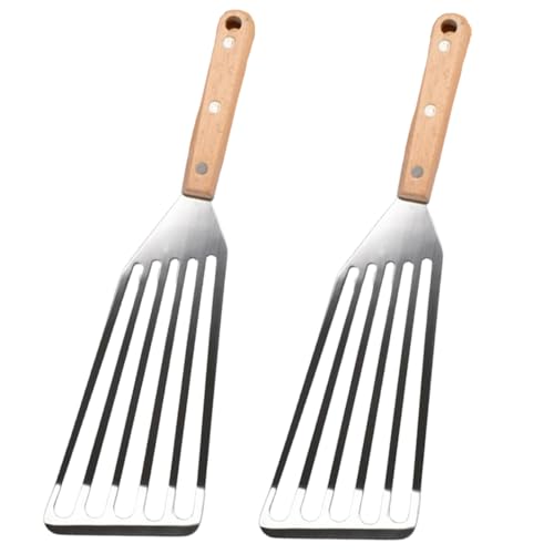 2 Pcs Stainless Steel Fish Spatula Professional Fish Spatula 2 Pieces Metal Flexible Slotted Turner for Cooking Frying Grilling Dishwasher Safe (Large size12.6in)