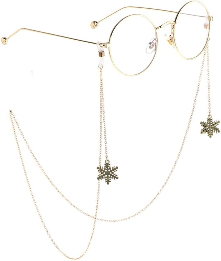 Metal Eyeglasses Rope Gold Snowflake Pendant Handmade Eyeglasses Chain