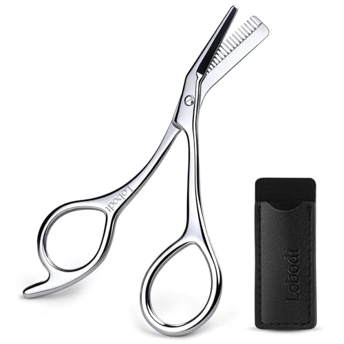 Eyebrow shears with combs Eyebrow scissors 4.65-inch small eyelash trimming scissors Suitable for both women and menPrecise eyebrow trimmers easily create delicate eyebrow shapes with PU Case