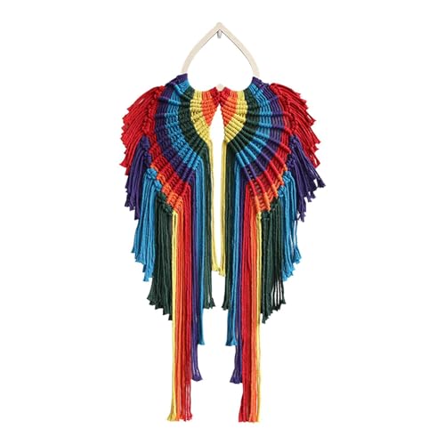 Kustimantu Angel Wings Macrame, Macrame Angel Wings | Long Tassel Macrame Angel Wings Tapestry - Boho Wall Art Cotton Corde Decoration Exquis pour le salon, mariage