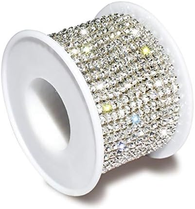 1 Roll 10 Yards 3MM Crystal Rhinestone Close Chain Trim for Sewing Craft DIY Decoration Jewelry Silver Crystal Claw Chain Rhinestone Cup Chain Rhinestone Diamond Chain Trimming Christmas Gift (SS12)
